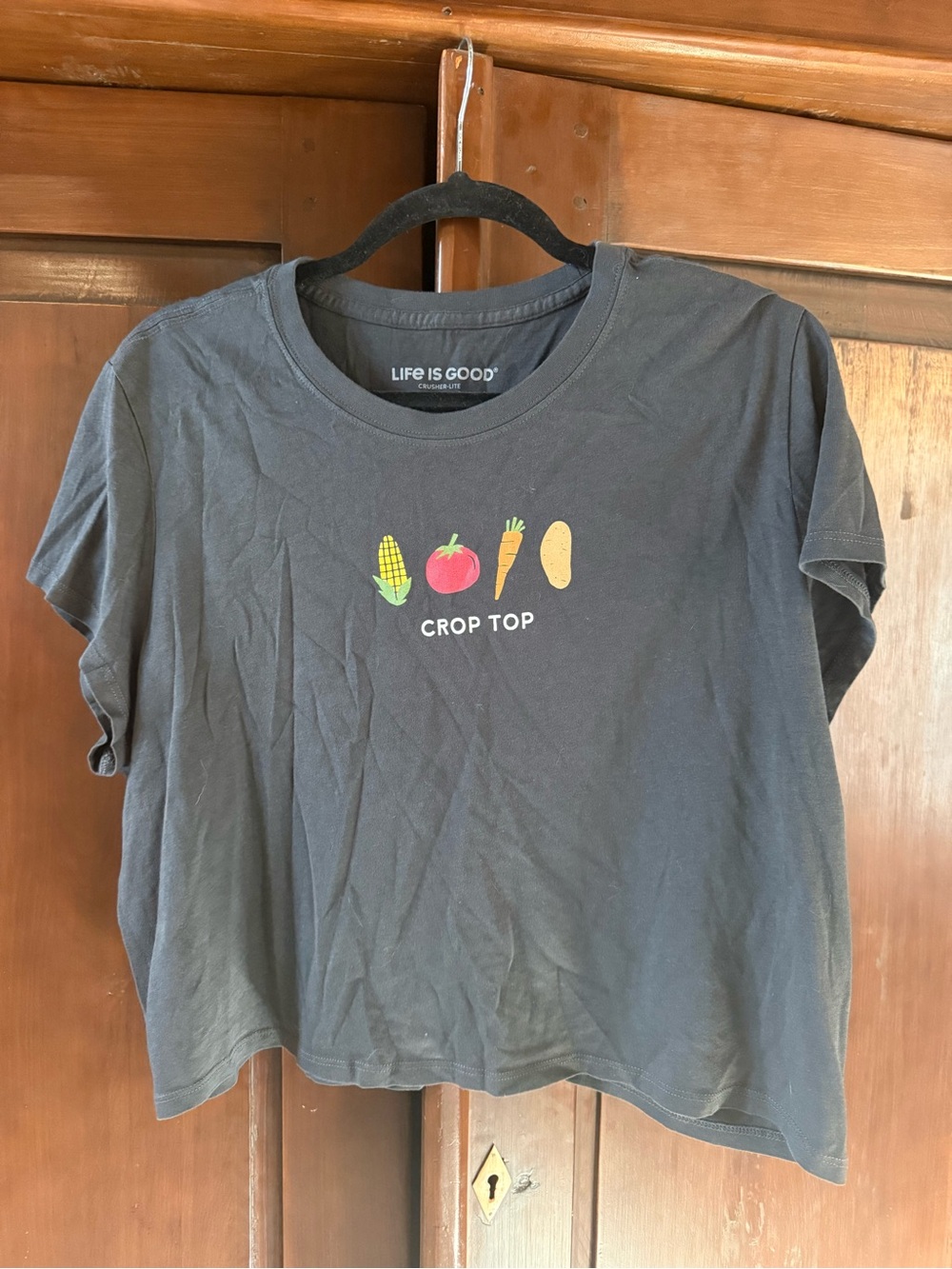Life is Good Black Crop Top NWT
